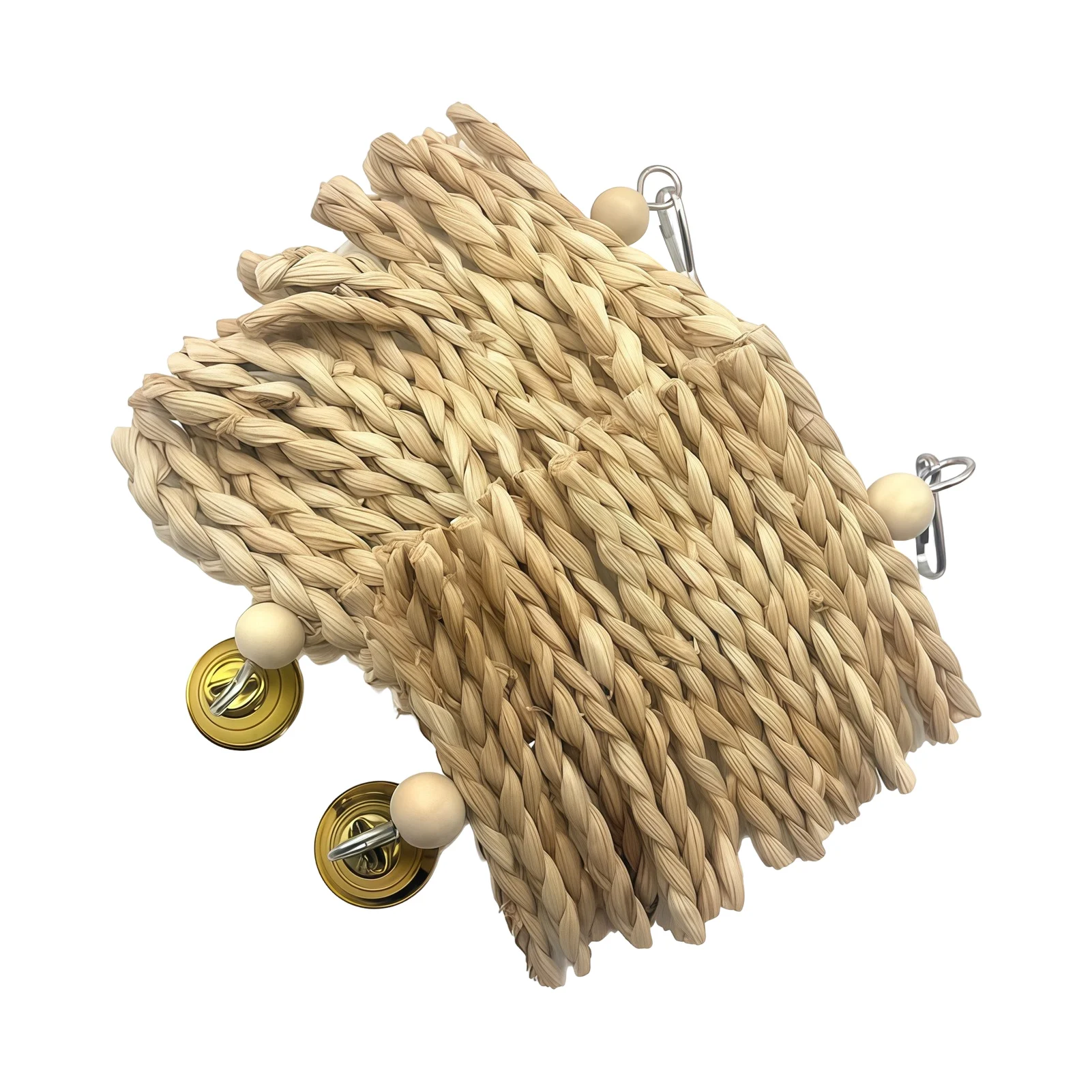 Parrot Chew Toys Natural Corn Husk Braided Teething Bell String Chewing Toys For Pet Birds Entertainment And Anxiety Relief thumbnail 5