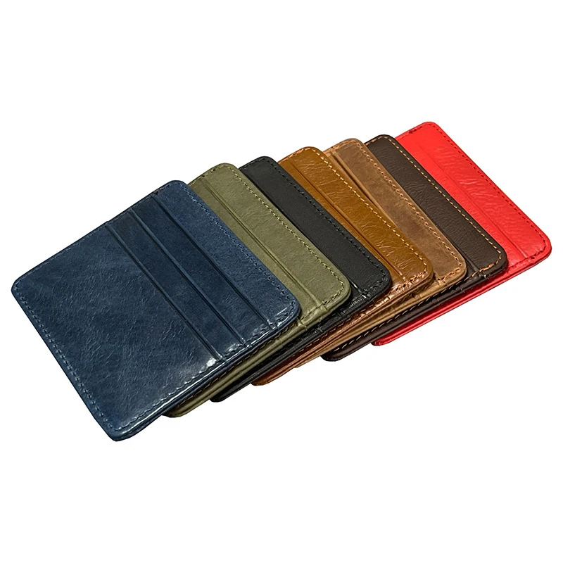 New Cow Leather Men's Women's Card Bag Coin Purse Slim Credit Card Holder Wallet For Men and Women ID Card Pocket thumbnail 5