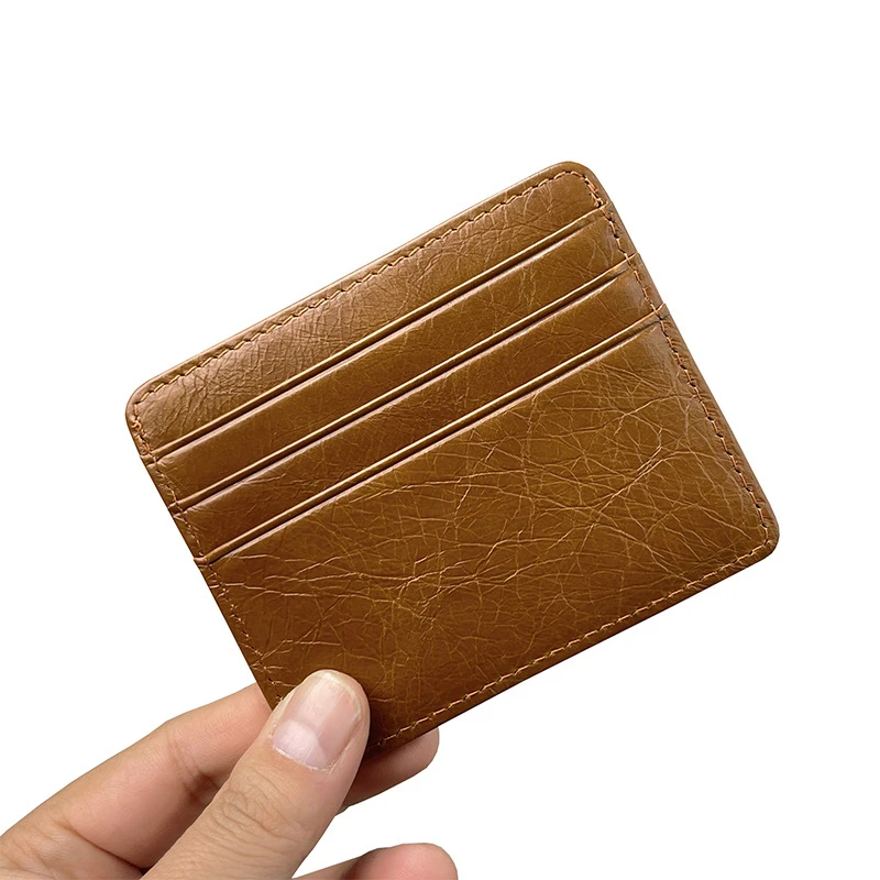 New Cow Leather Men's Women's Card Bag Coin Purse Slim Credit Card Holder Wallet For Men and Women ID Card Pocket thumbnail 3