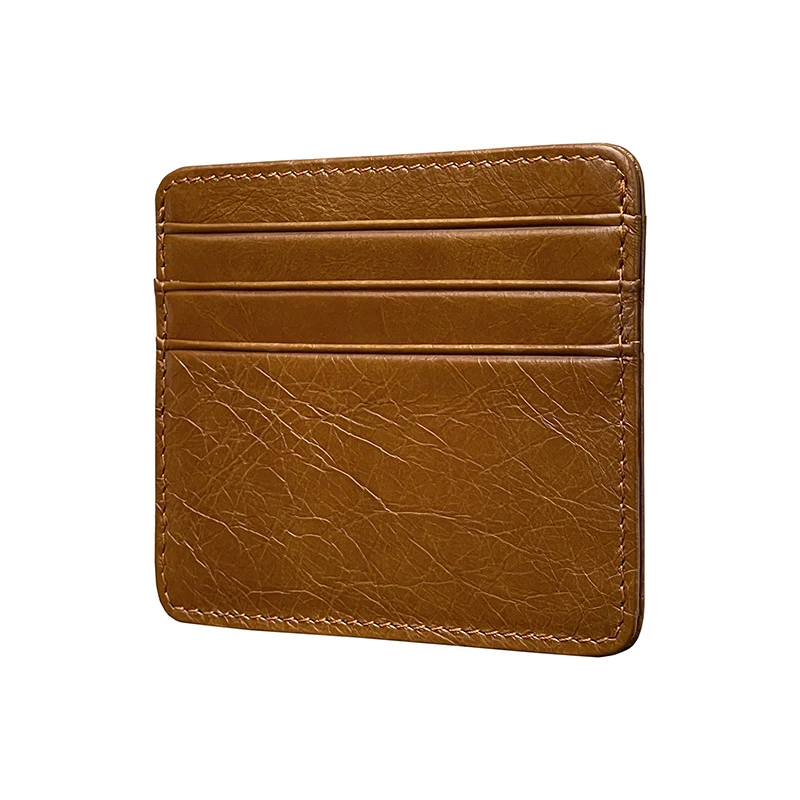 New Cow Leather Men's Women's Card Bag Coin Purse Slim Credit Card Holder Wallet For Men and Women ID Card Pocket thumbnail 4