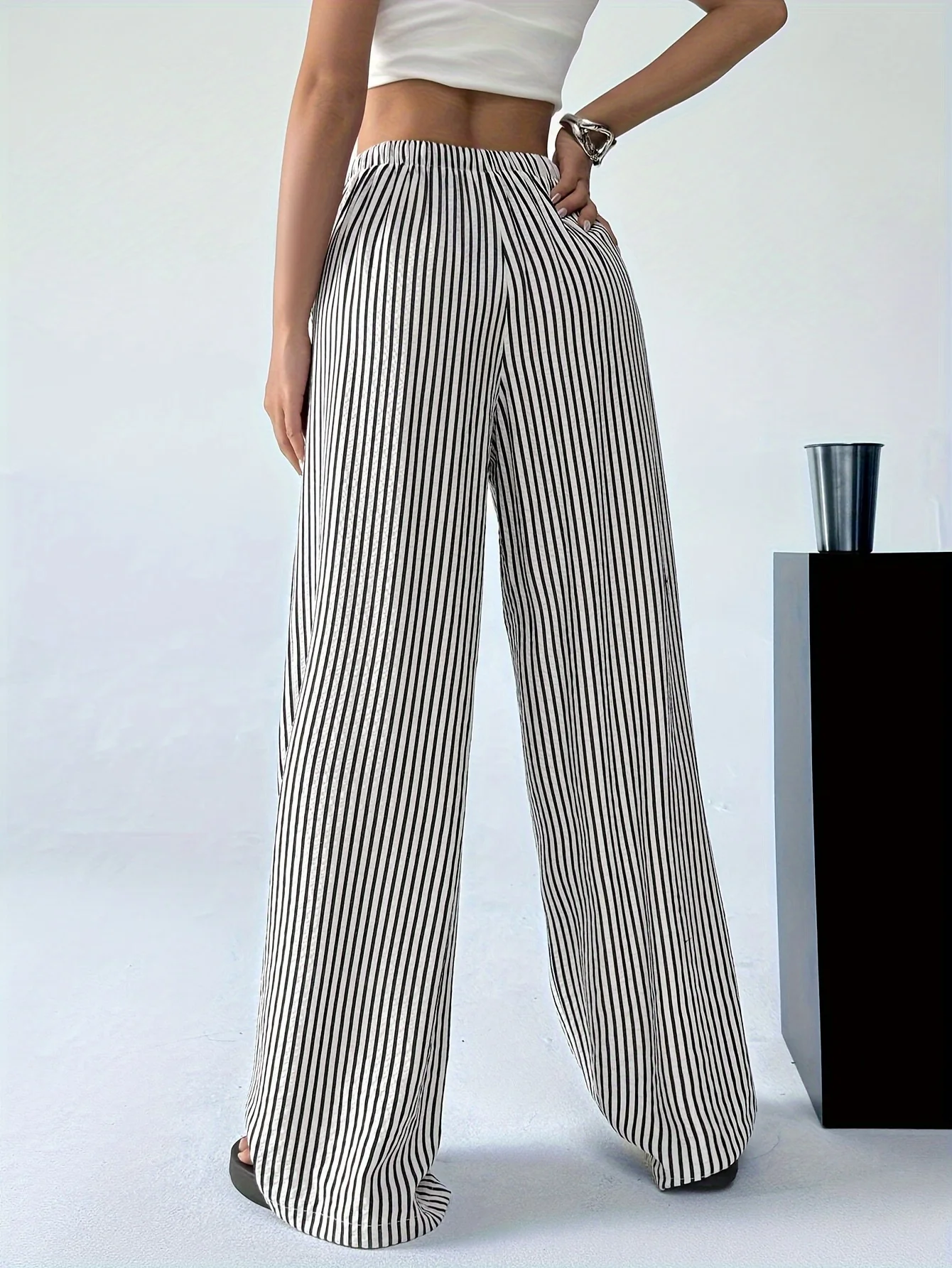 Women's Fashion Striped Wide-Leg Trousers thumbnail 2