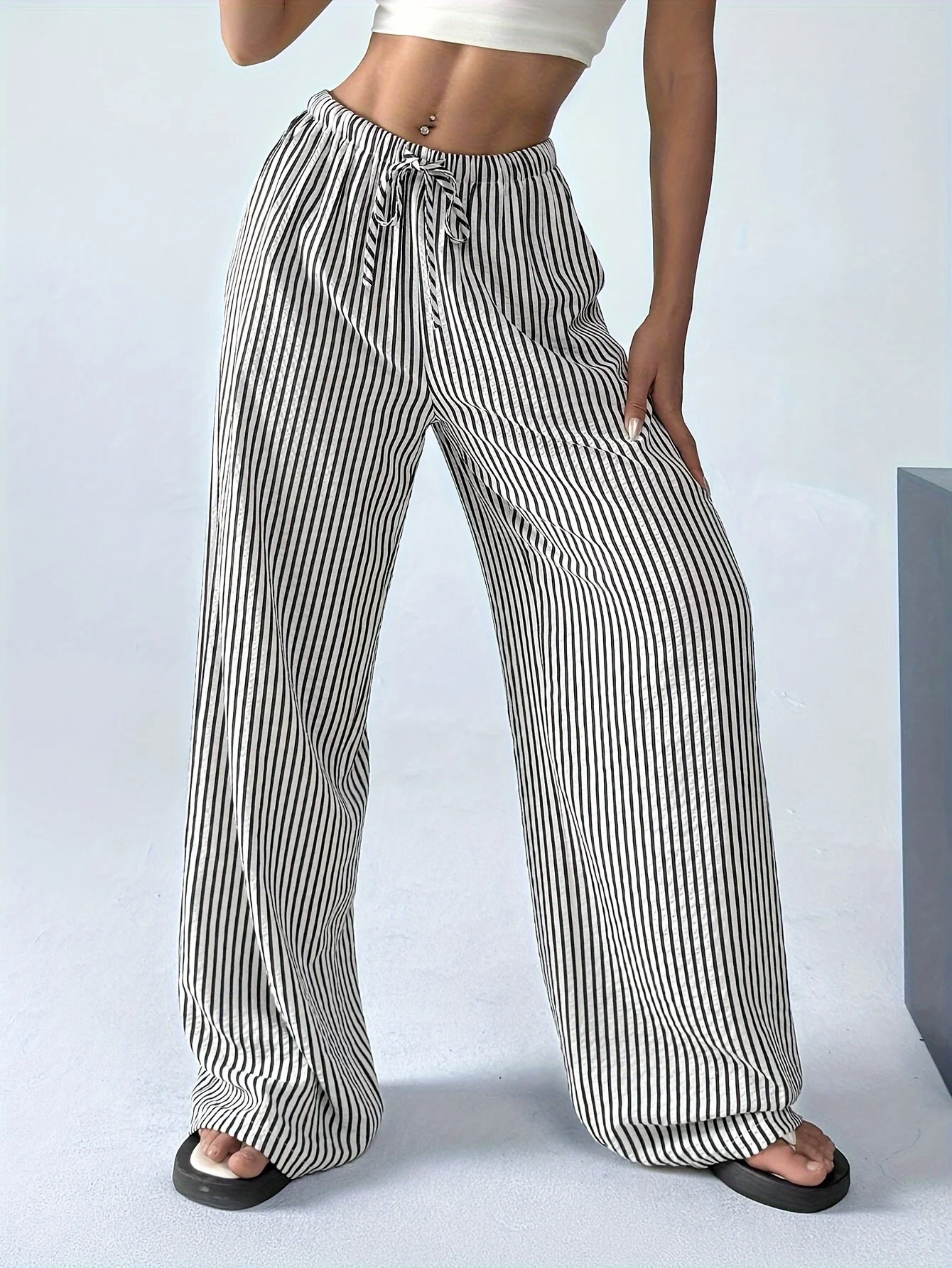 Women's Fashion Striped Wide-Leg Trousers thumbnail 5