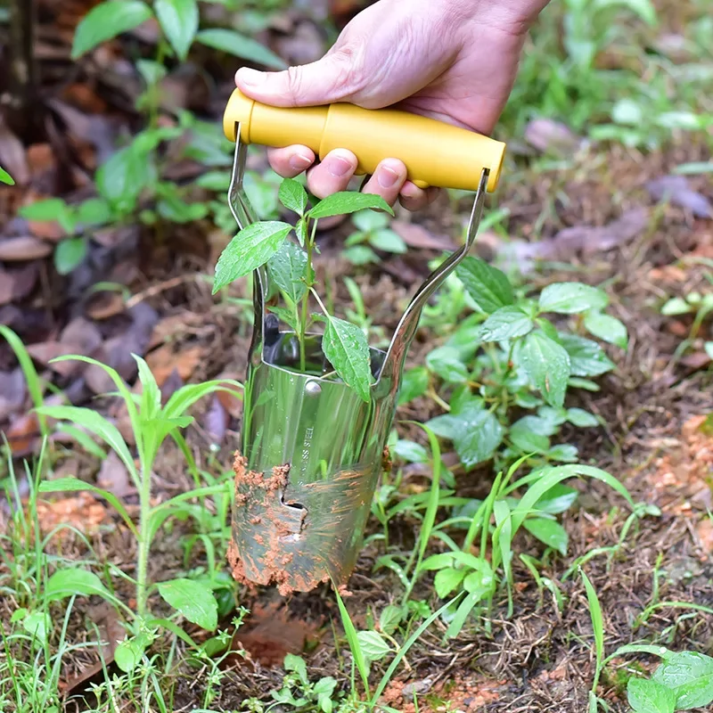 Horticultural Wood Handle Hole Drilling Stainless Steel Seeder Excavator Seedling Transplanting Flower Planting Seedling Planter thumbnail 2