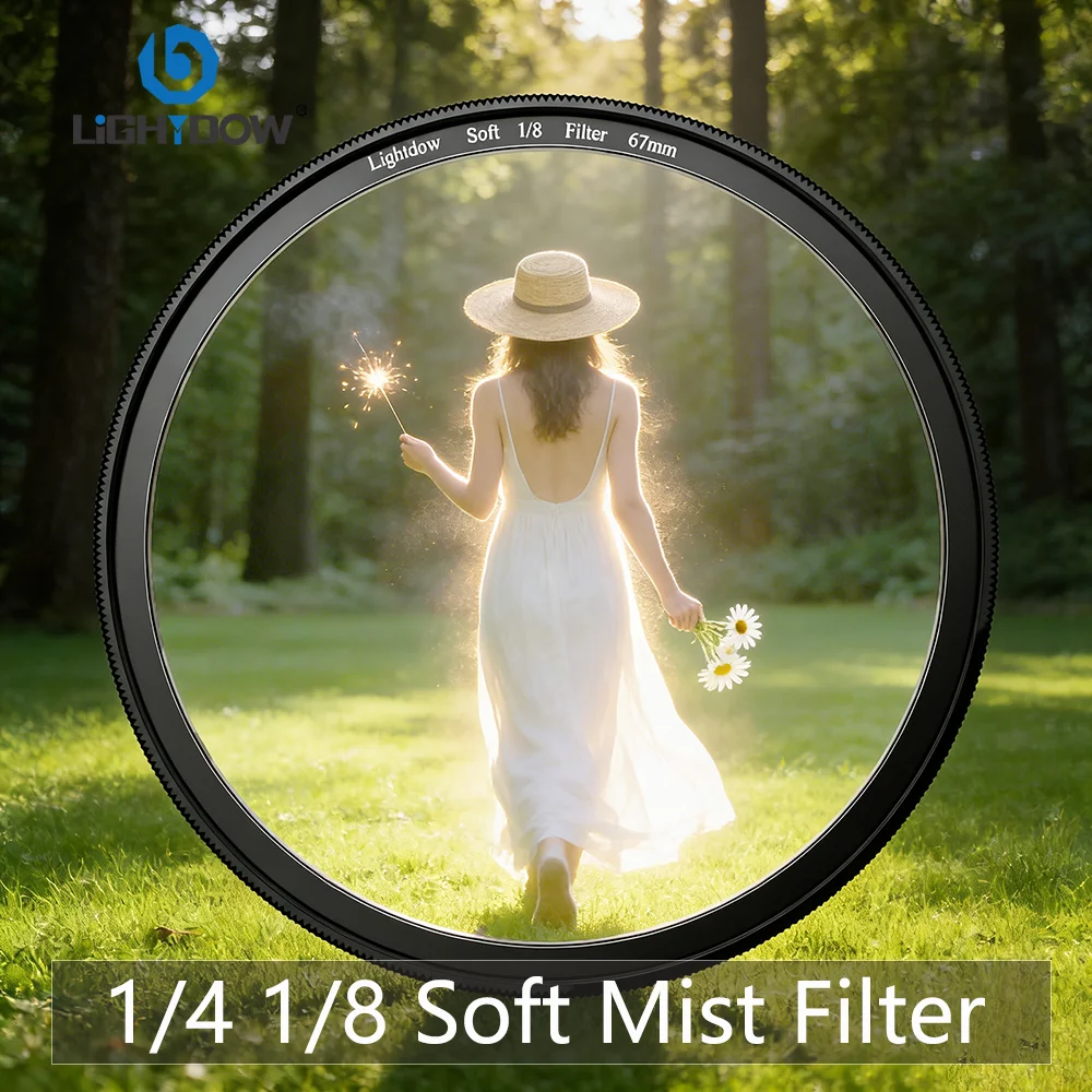 Lightdow White Soft Lens Filter 1/4 1/8 Fit 52 55 58 62 67 72 77 82mm Soft Filter White Mist Soft Focus Dreamy Cinematic Effect