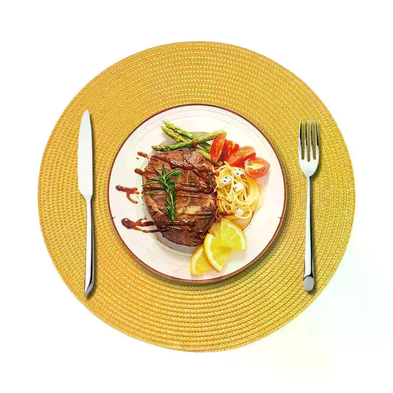 Round 38cm Home Placemat Insulation PP Dining Table Mat Biodegradable Woven Dining Mat For Kitchen Xmas Dining Table Party Decor thumbnail 4