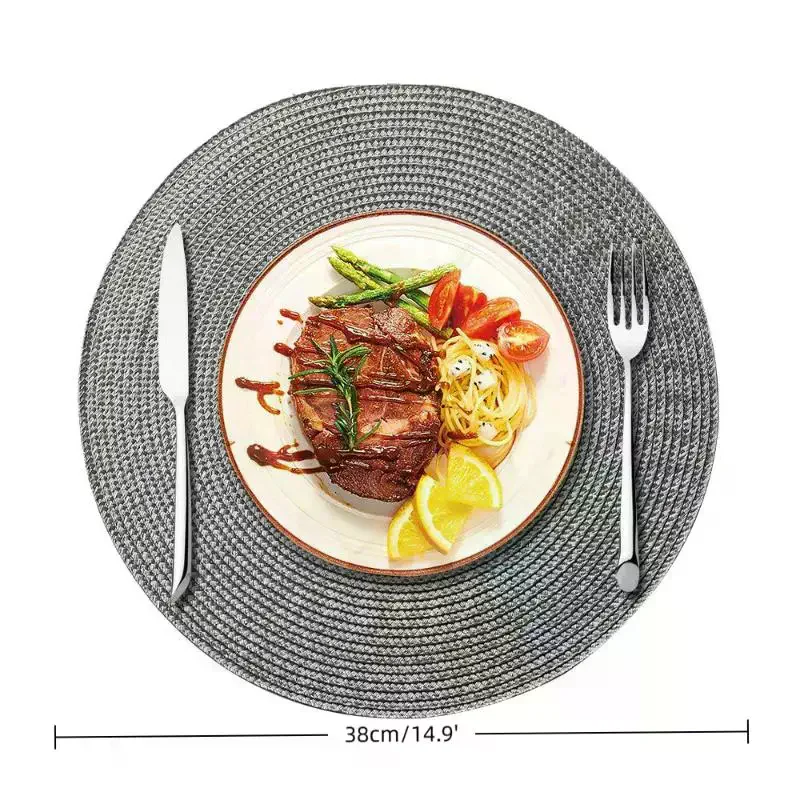 Round 38cm Home Placemat Insulation PP Dining Table Mat Biodegradable Woven Dining Mat For Kitchen Xmas Dining Table Party Decor thumbnail 3