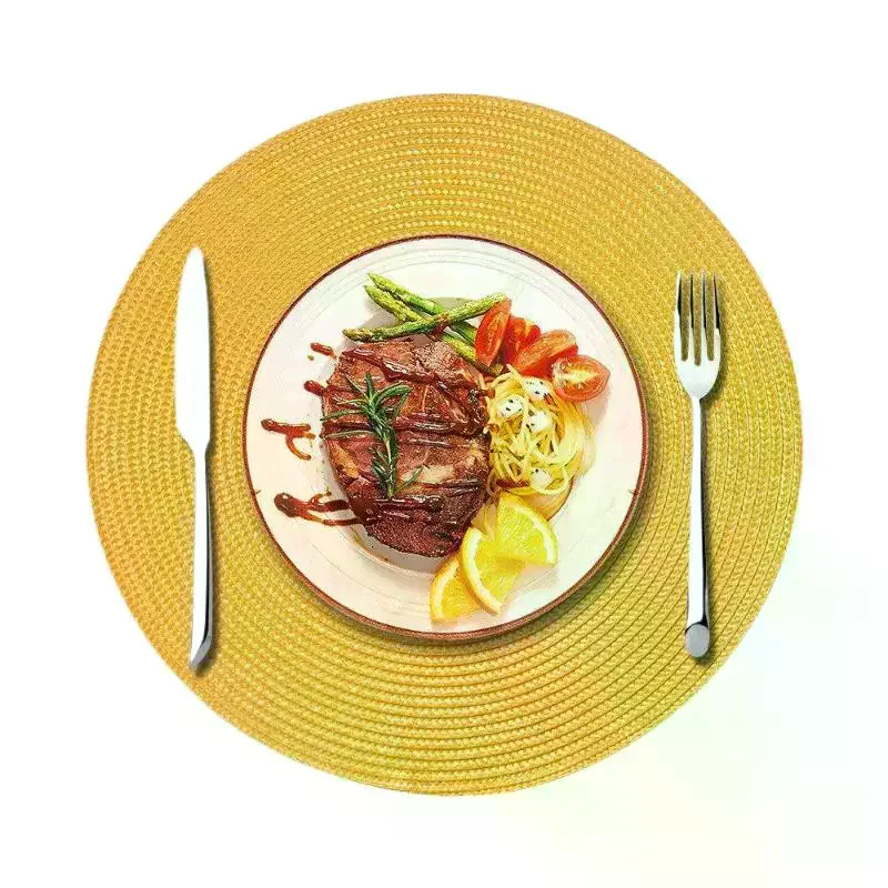 Round 38cm Home Placemat Insulation PP Dining Table Mat Biodegradable Woven Dining Mat For Kitchen Xmas Dining Table Party Decor thumbnail 5