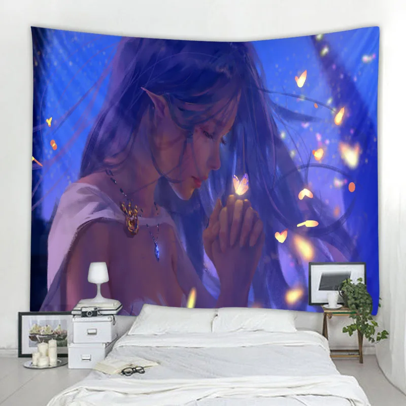 Ghost Blade by wlop comic character decoration tapestry dormitory bedroom bedside wall background cloth psychedelic decoration thumbnail 5