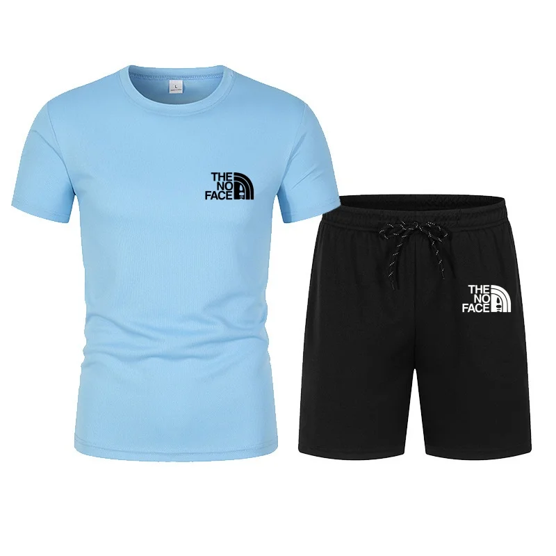 summer fashion trend casual sports two-piece set trendy men's short sleeved T-shirt+shorts set thumbnail 6