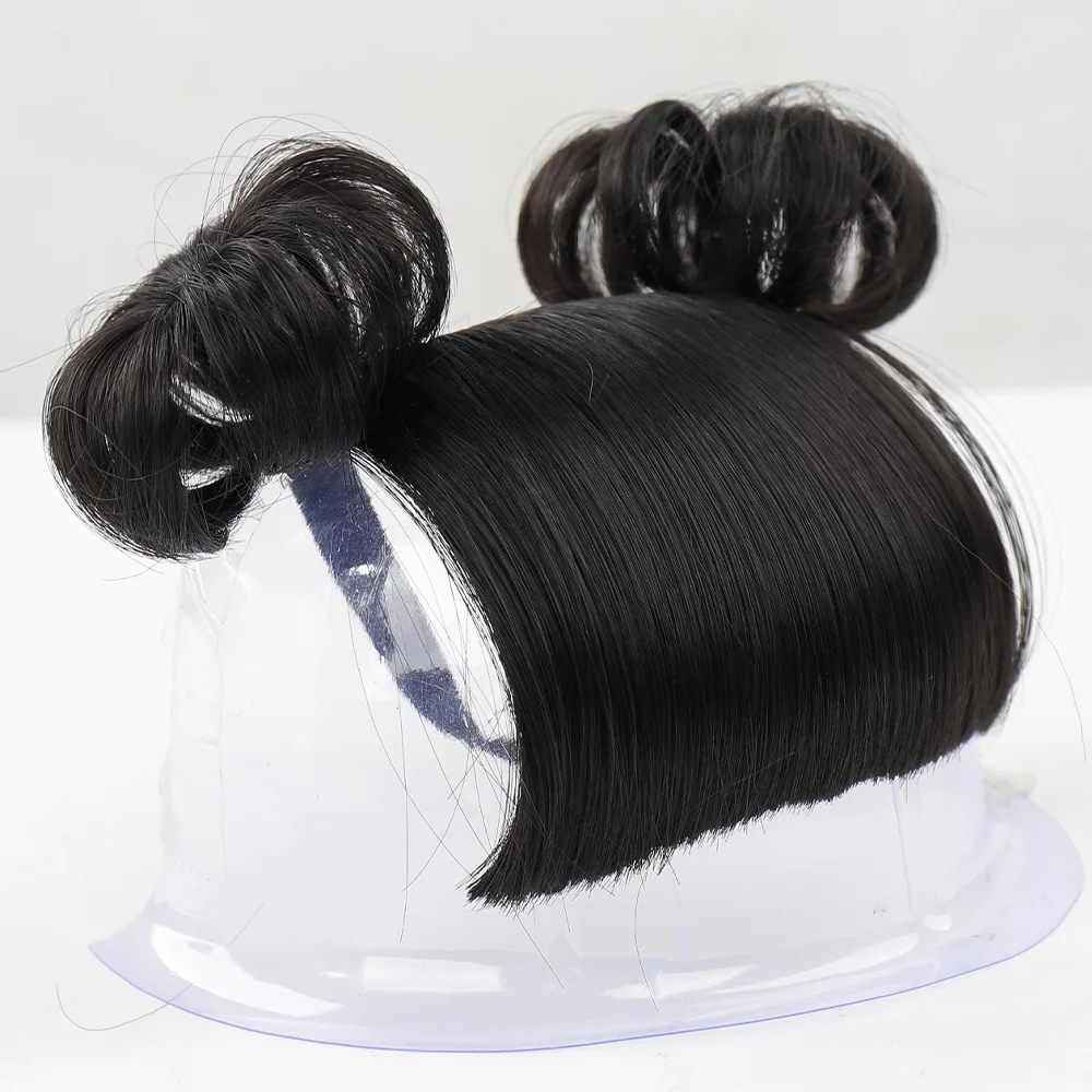 Ocelot synthetic children's bun wig elastic hair band wearing cute little chirping hair accessories heat-resistant wig with bang thumbnail 5