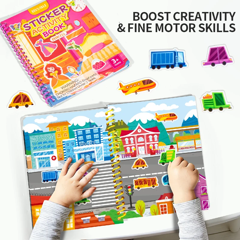 Children Reusable Jelly Sticker Book Creative Multi-Theme Cartoon Stickers Portable DIY Montessori Book Sticker Toy for Kids thumbnail 5