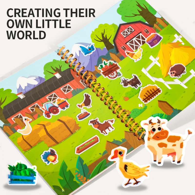 Children Reusable Jelly Sticker Book Creative Multi-Theme Cartoon Stickers Portable DIY Montessori Book Sticker Toy for Kids thumbnail 4