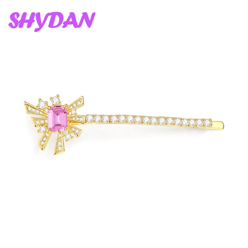 SHYDAN 925 Sterling Silver Green Zircon Hair Clip For Women Fashion Charm Jewelry thumbnail 4