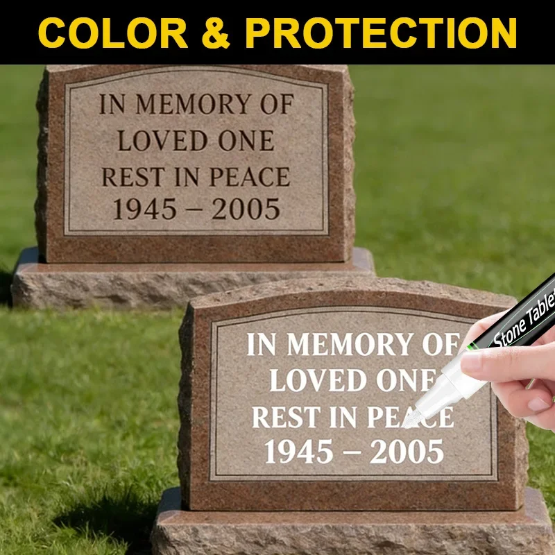 Tombstone Marker Inscription Restoration Pen Oil Based Quick Dry Weatherproof Touch Up Paint Pen For Granite Stone thumbnail 3