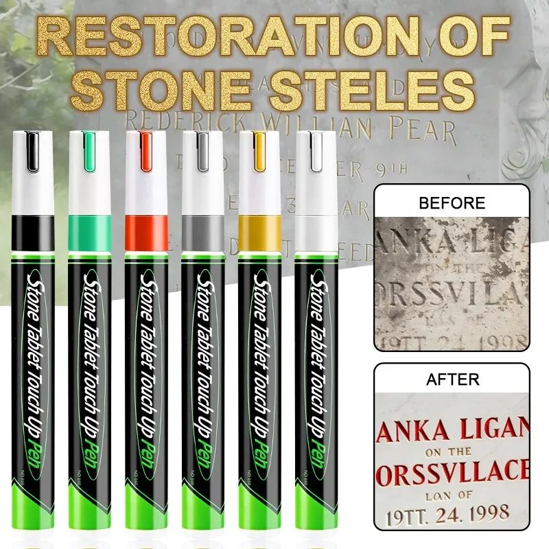 Tombstone Marker Inscription Restoration Pen Oil Based Quick Dry Weatherproof Touch Up Paint Pen For Granite Stone thumbnail 4