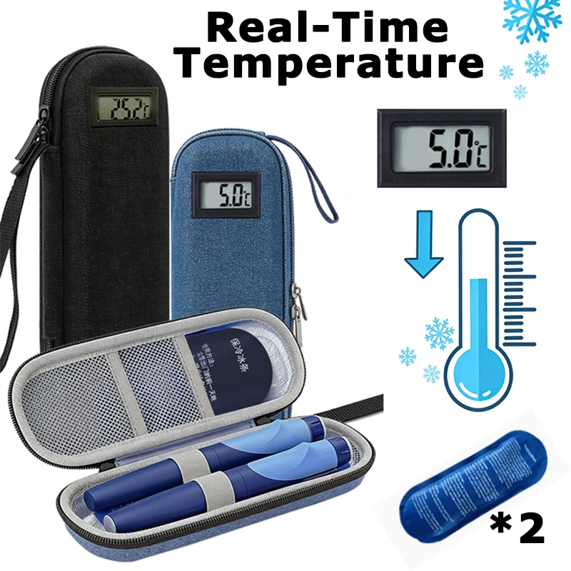 Portable Insulin Cooler Travel Case with Thermometer Display Waterproof Cooling Bag Medicine Organizer for Diabetics thumbnail 2