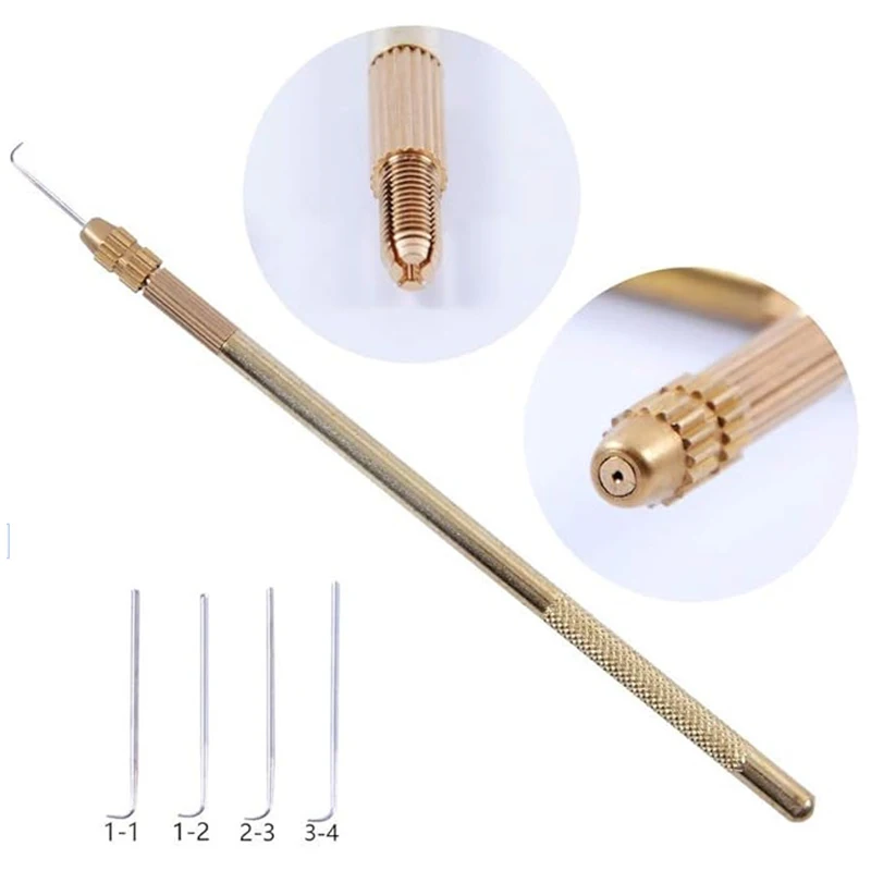Ventilating Needle for Lace Wig Making Detachable Brass Handle Wig Repair Needles Hair Extension Tools thumbnail 2