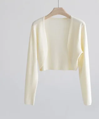 Ice Silk Knitted Cardigan Jacket Women Summer Shawl Sunscreen Outer Layer Thin Vest Air Conditioning Shirt Short Coat thumbnail 3