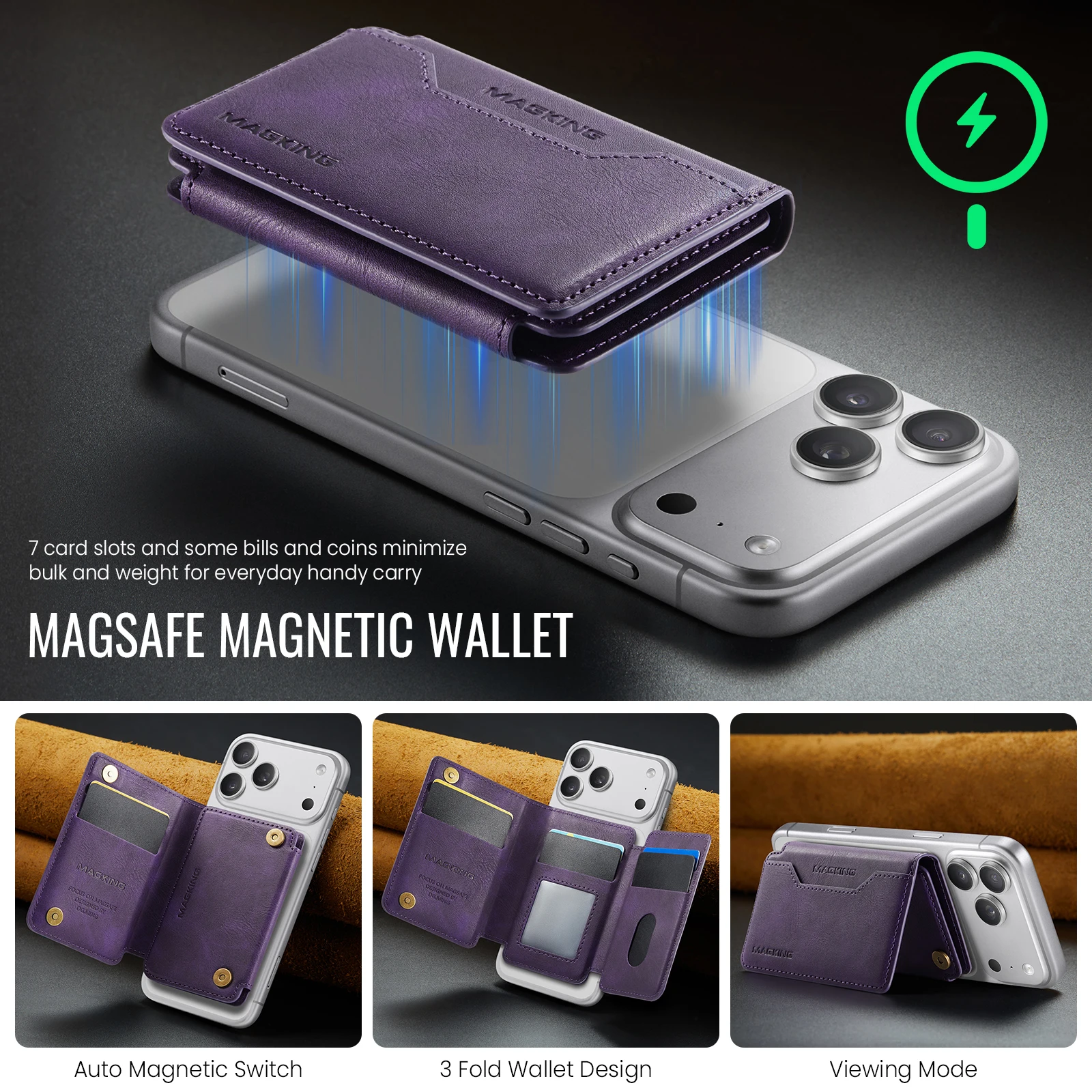 MagSafe Wallet RFID Blocking Magnetic Card Holder thumbnail 4