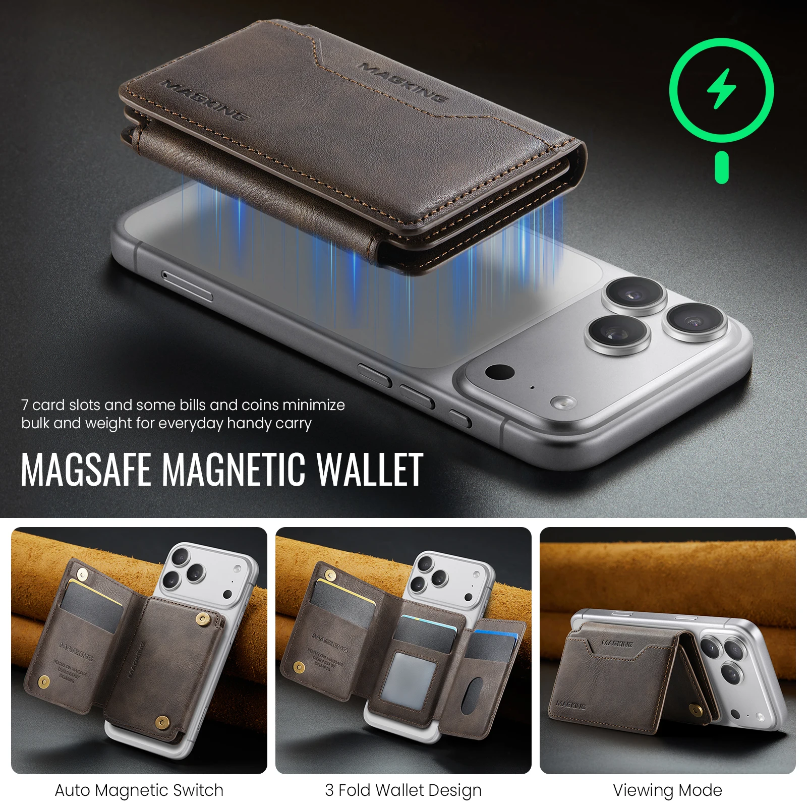 MagSafe Wallet RFID Blocking Magnetic Card Holder thumbnail 2