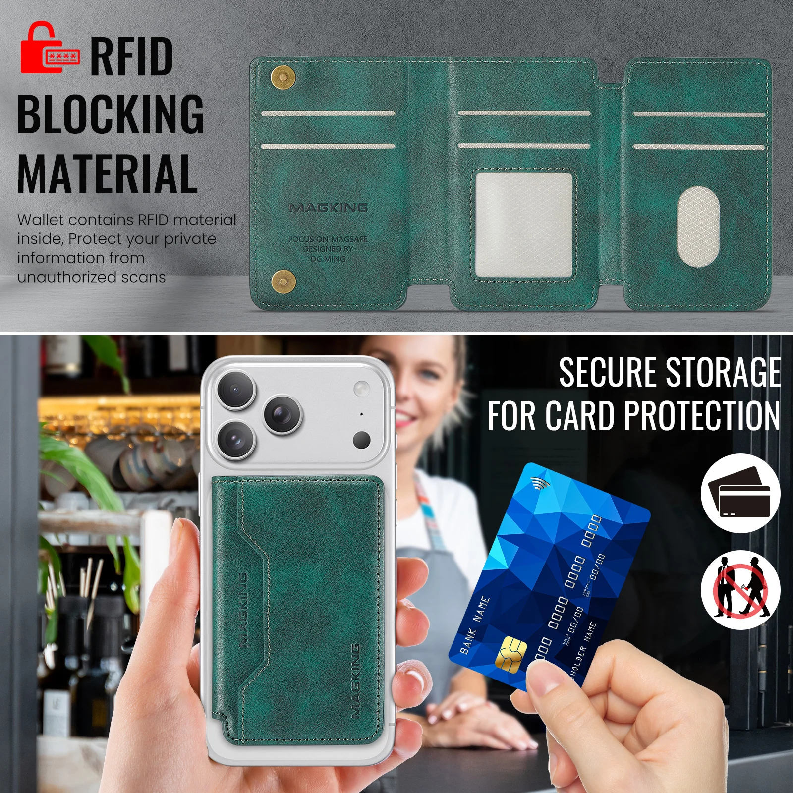 MagSafe Wallet RFID Blocking Magnetic Card Holder thumbnail 5