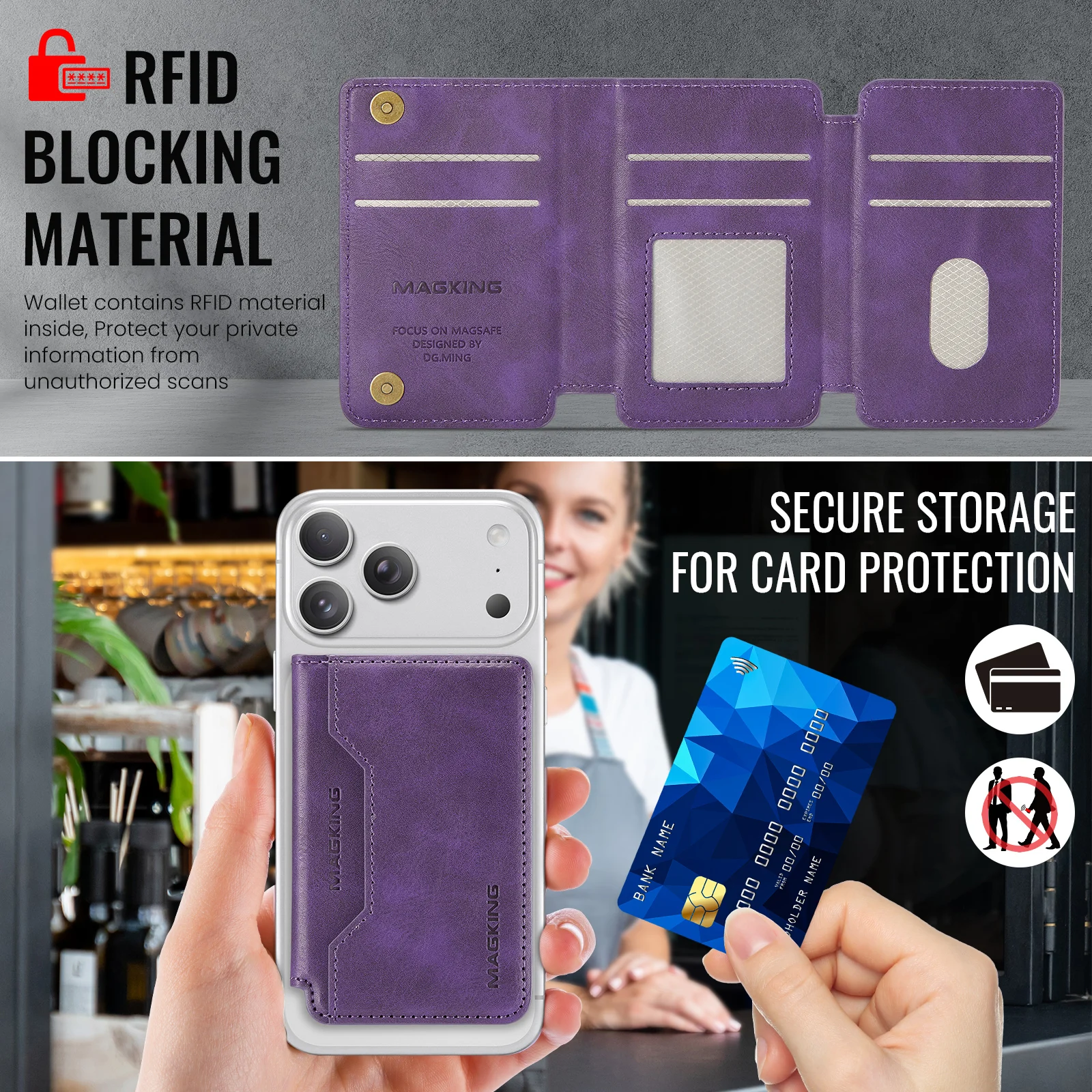 MagSafe Wallet RFID Blocking Magnetic Card Holder thumbnail 6