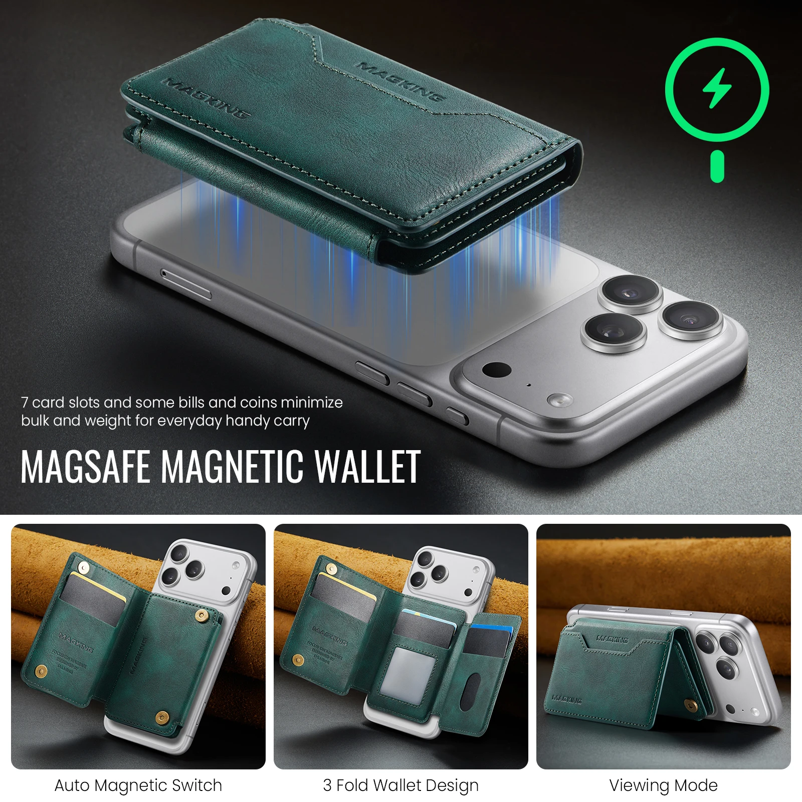 MagSafe Wallet RFID Blocking Magnetic Card Holder thumbnail 3