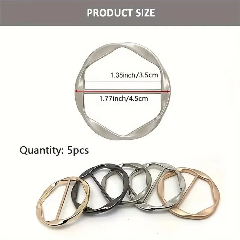 5pcs Fashion Metal Round Circle Clip Buckle Shawl T-Shirt Tie Clip Brooch Waist Buckle Versatile Clothing Ring Wrap Holder thumbnail 6