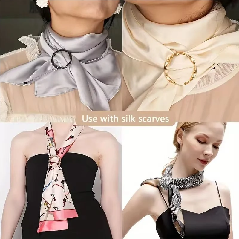 5pcs Fashion Metal Round Circle Clip Buckle Shawl T-Shirt Tie Clip Brooch Waist Buckle Versatile Clothing Ring Wrap Holder thumbnail 5