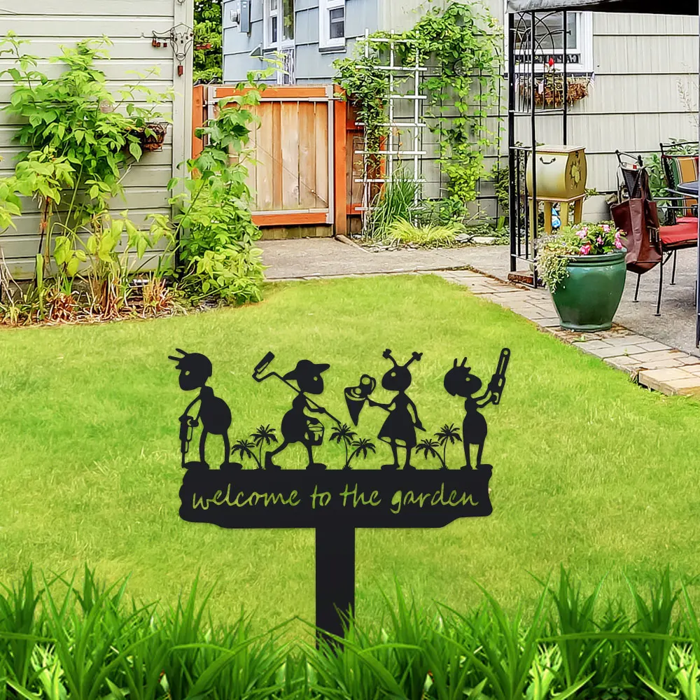 1pc Metal Rustic Metal Ant Silhouette Garden Stake | Metal | No Power Needed | Home & Outdoor Decor | Graduation Season thumbnail 3