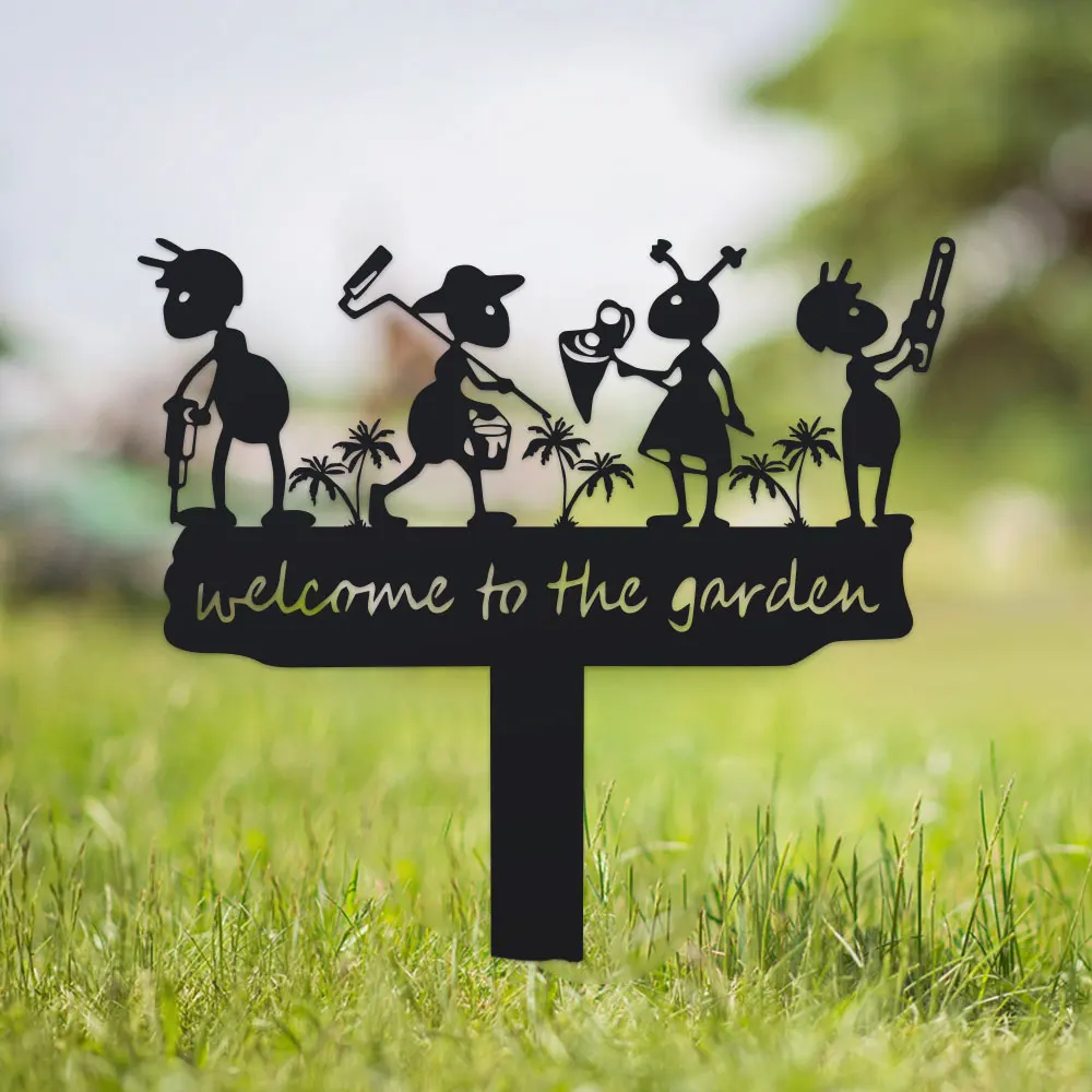 1pc Metal Rustic Metal Ant Silhouette Garden Stake | Metal | No Power Needed | Home & Outdoor Decor | Graduation Season