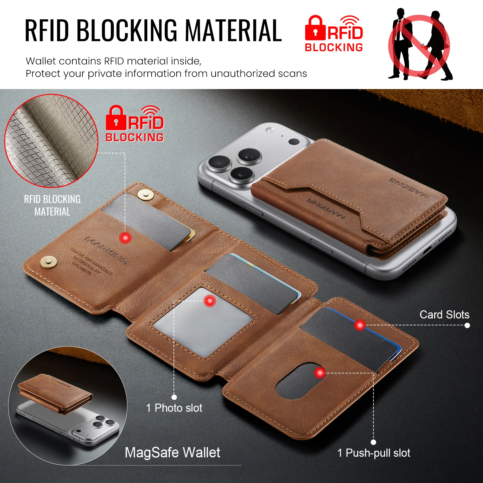 MagSafe Wallet RFID Blocking Magnetic Card Holder thumbnail 2