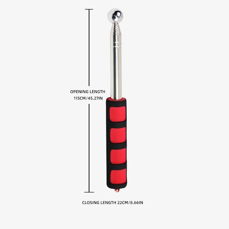 Self Defense Stick Retractable, Hollowing Drum Detection Hammer, Red thumbnail 4