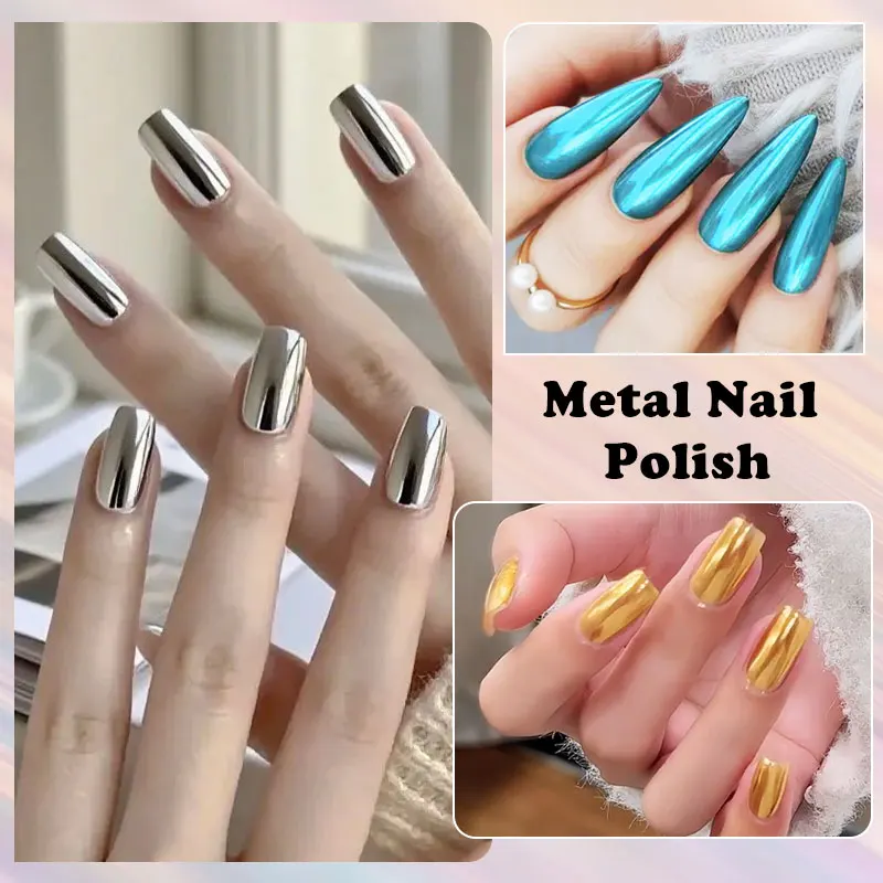 7.5ml Metallic Nail Polish Mirror Effect Fast Drying Long-Lasting Nails Art Polish DIY No Need Lamp Cure Manicure Nail Supplies thumbnail 5