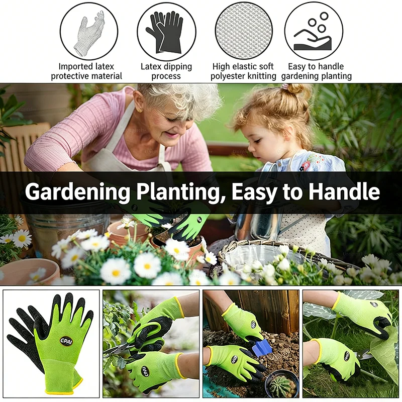 Horticultural gloves with latex coating, puncture resistant, breathable, and safe gloves for planting flowers and pruning thumbnail 5