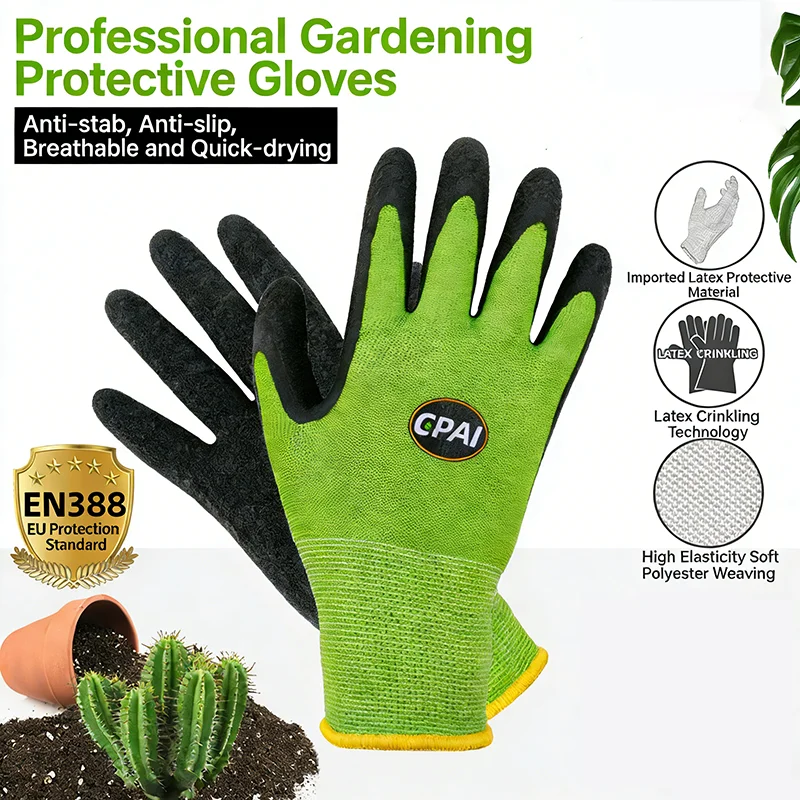 Horticultural gloves with latex coating, puncture resistant, breathable, and safe gloves for planting flowers and pruning thumbnail 6