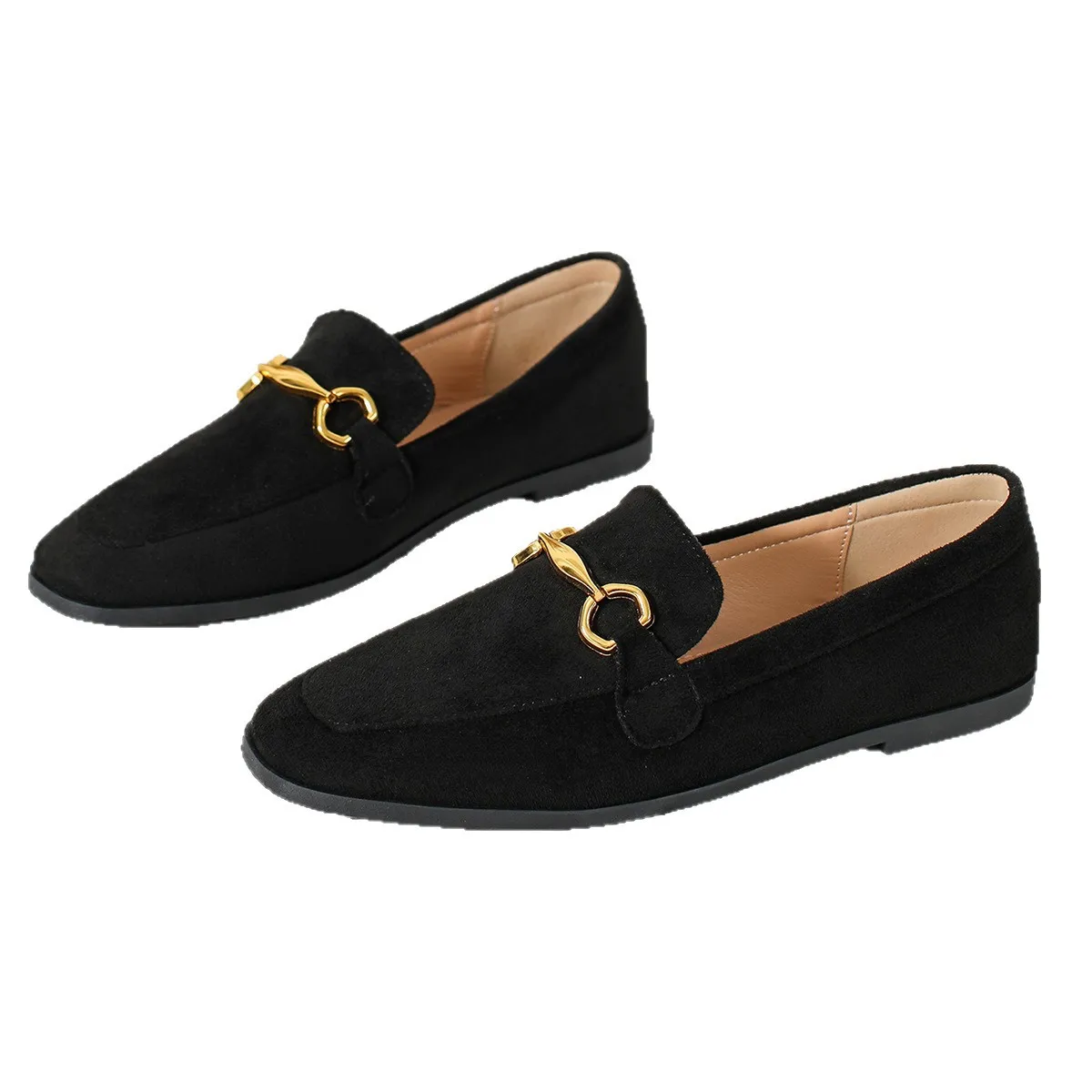 Women's Flat Bottom Casual Leather Shoes 2025 Autumn New Style Versatile Slip-On Loafers Comfortable Low Heel Rubber Sole thumbnail 5