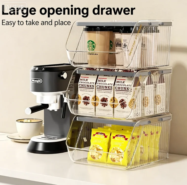 Large Capacity Desktop Organizer Box Snack Miscellaneous Items Rack Office Desk Portable Stackable Coffee Tea Bag Storage Box thumbnail 2