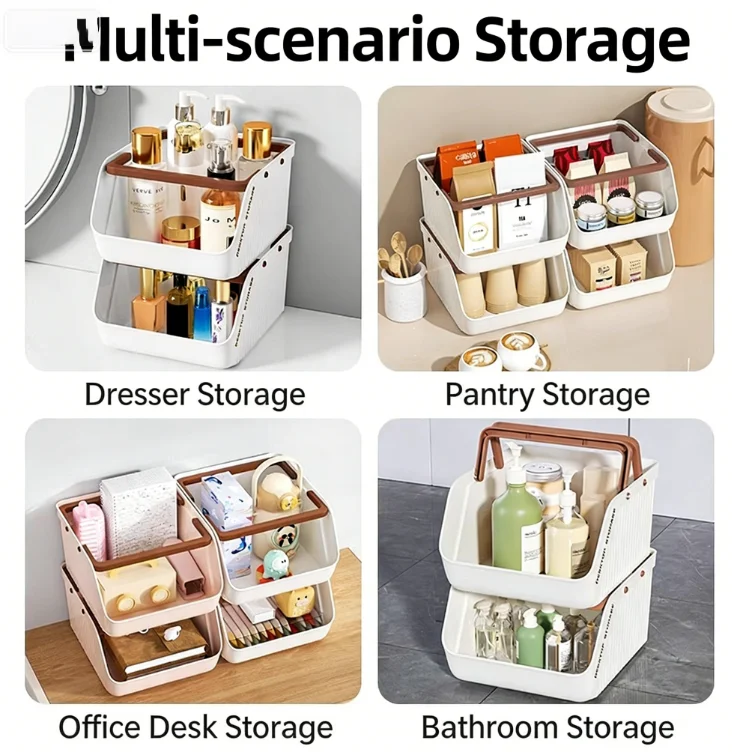 Large Capacity Desktop Organizer Box Snack Miscellaneous Items Rack Office Desk Portable Stackable Coffee Tea Bag Storage Box thumbnail 4
