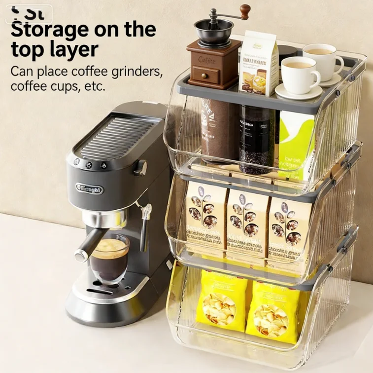 Large Capacity Desktop Organizer Box Snack Miscellaneous Items Rack Office Desk Portable Stackable Coffee Tea Bag Storage Box thumbnail 3