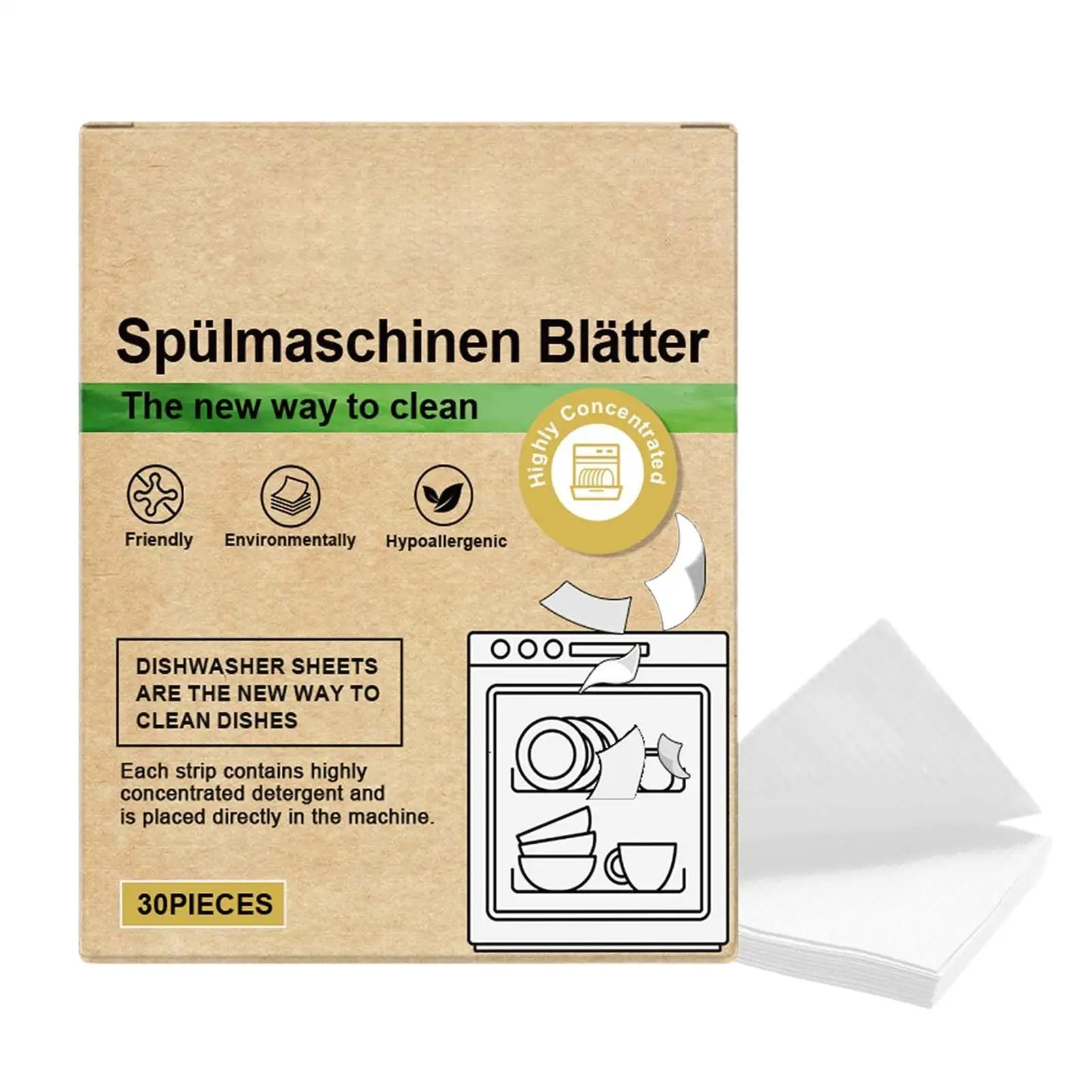 30pcs Eco-Friendly Dishwasher Detergent Sheets Natural Cleaning To Quick decontamination brightening For universal Machines