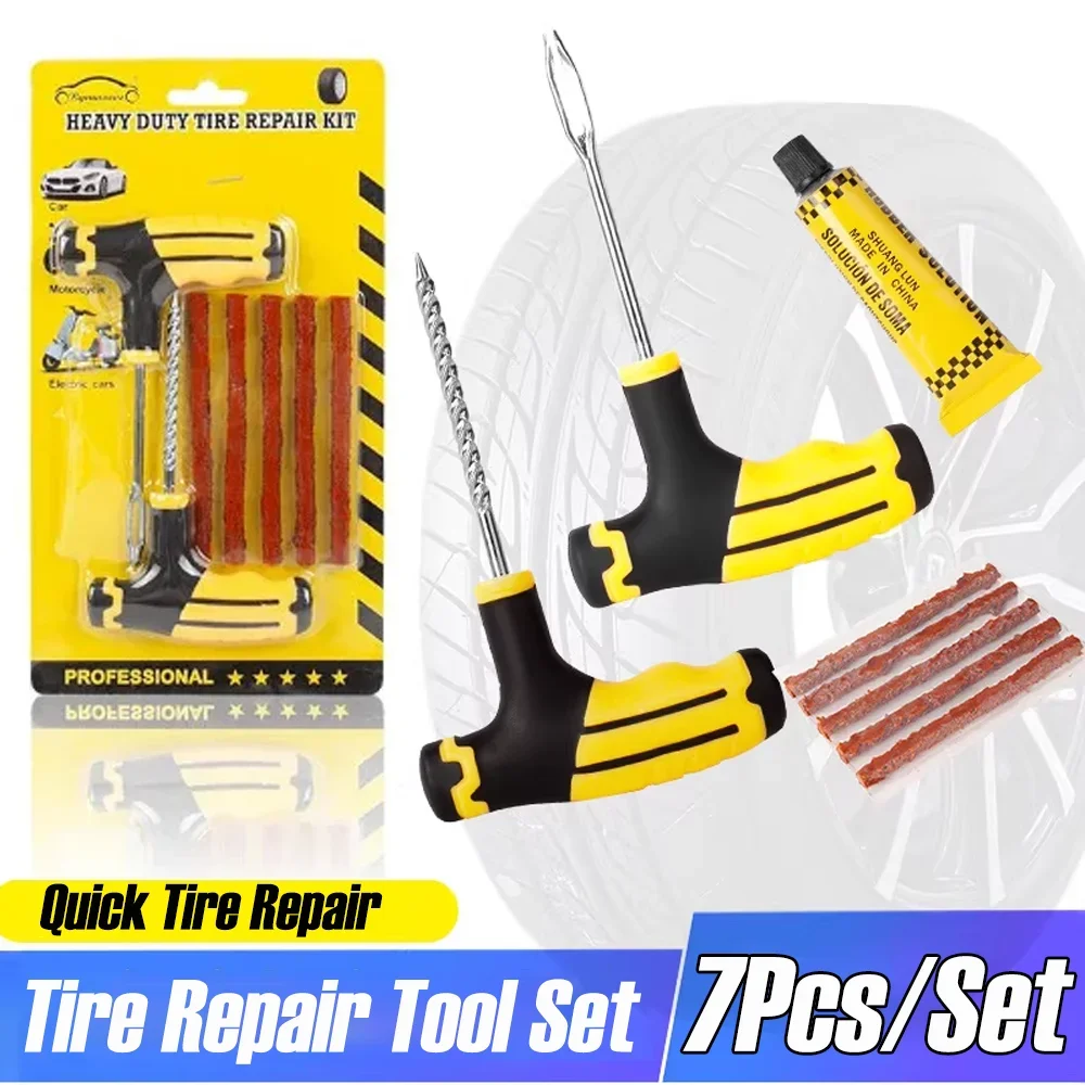 Car Moto Tyre Repair Kit Universal Emergency Tire Rubber Strips Puncture Plugs Repair Glue Tool Moto Repair Tools Parts