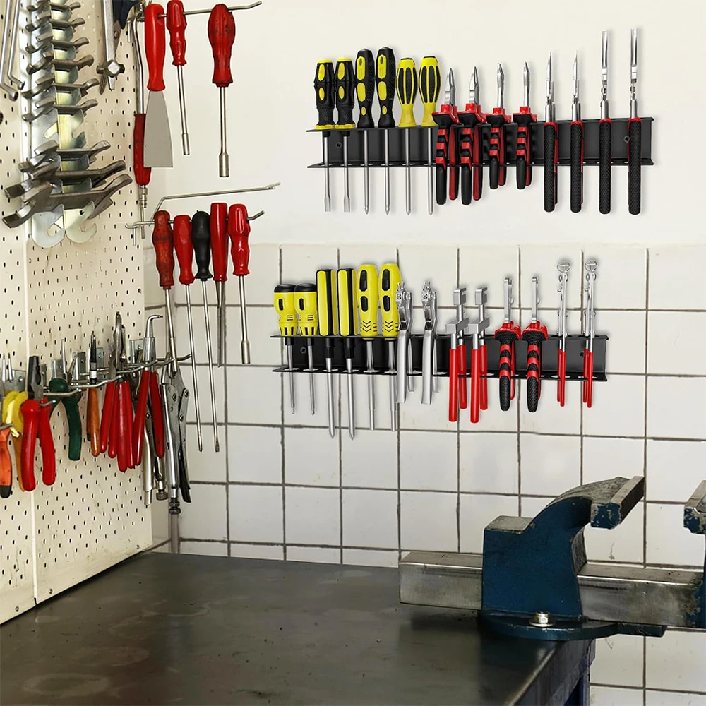 Steel Wall Mount Screwdriver Wrench Holder Screwdriver Storage Rack Pliers Organizer Rack Workshop Hardware Tool Display Hanger thumbnail 2