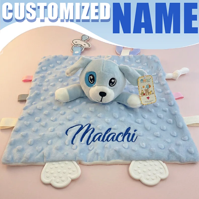 Personalised Baby Bunny Comforter with Silicone Teether Custom with Name Unique Baby Birth Gift thumbnail 2
