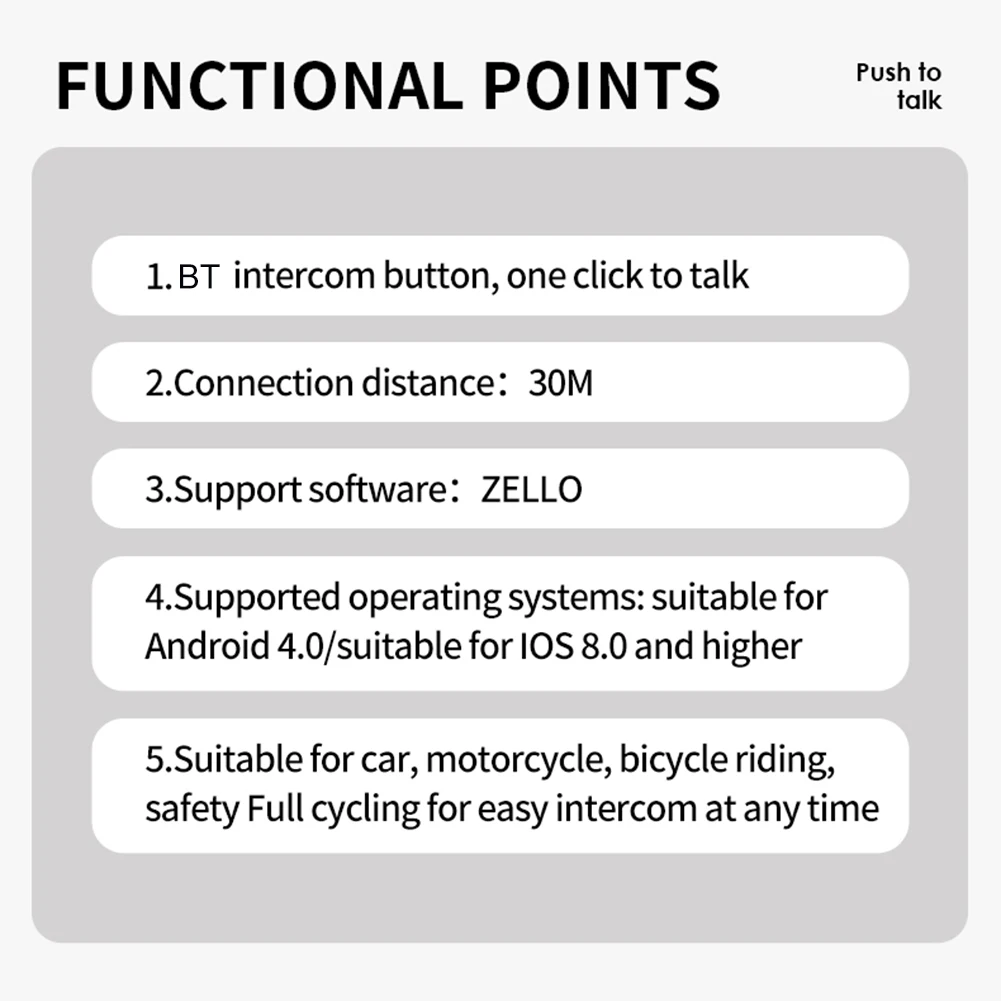Wireless PTT Device for ZELLO Walkie Talkies Wireless Remote PTT Button for Android iOS Phone Car Motorcycle Voice Call thumbnail 5