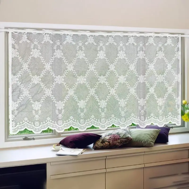 1pc Nordic Style Lace Curtain Short Window Treatment for Kitchen And Living Room Decor Home Decorative thumbnail 2