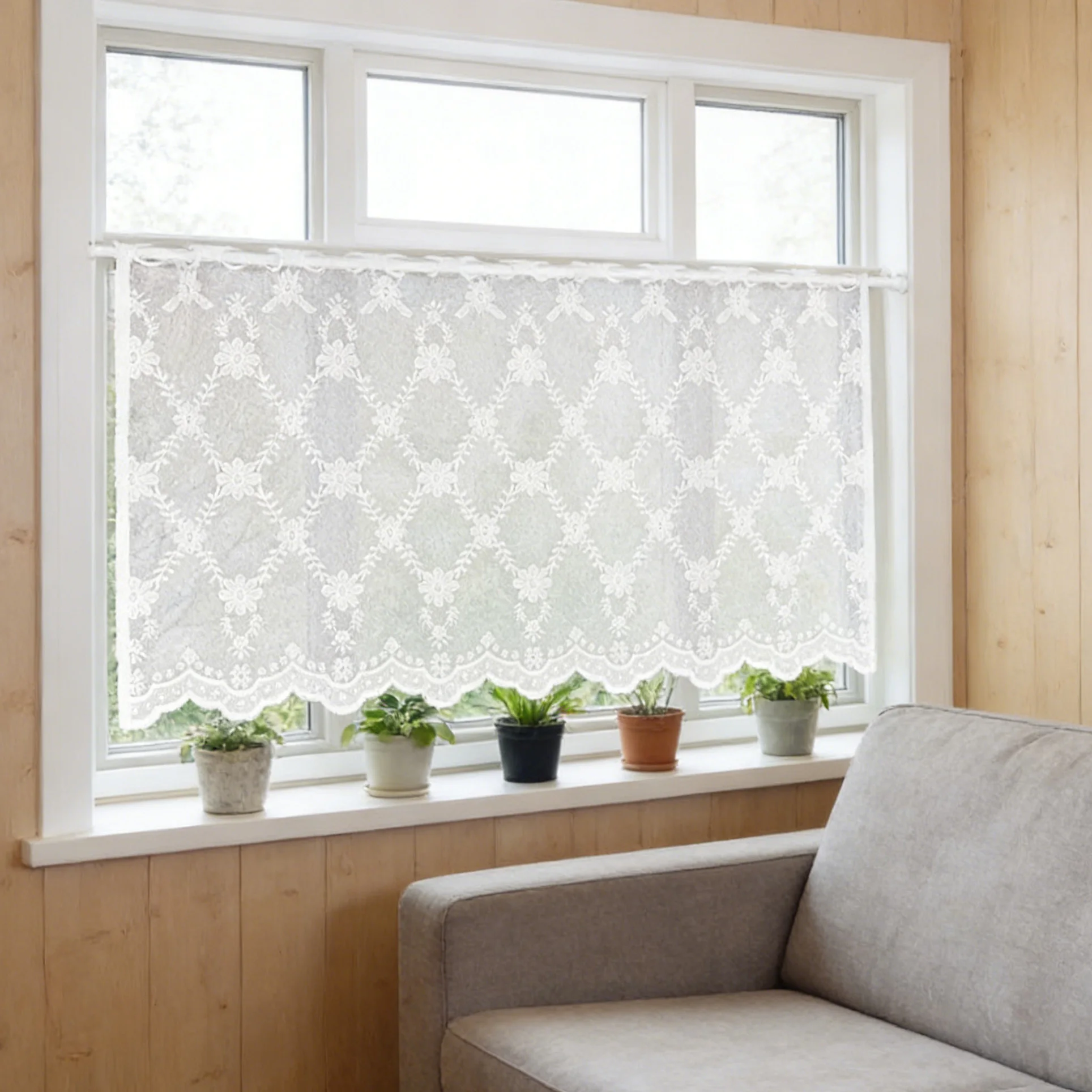 1pc Nordic Style Lace Curtain Short Window Treatment for Kitchen And Living Room Decor Home Decorative thumbnail 3