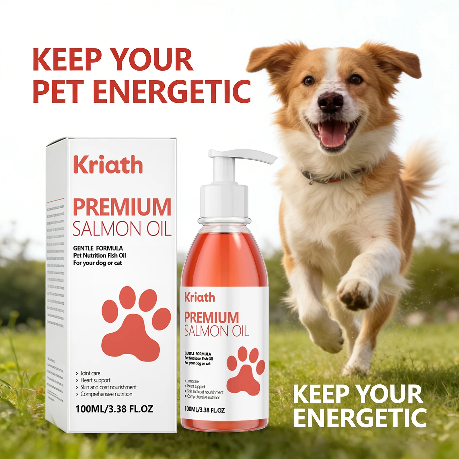 Cat Premium Salmon Oil Nourishing Skin Smooth Hair Protect Joint Support Heart Health Gentle Body Care Pet Nutrition Supplement thumbnail 2
