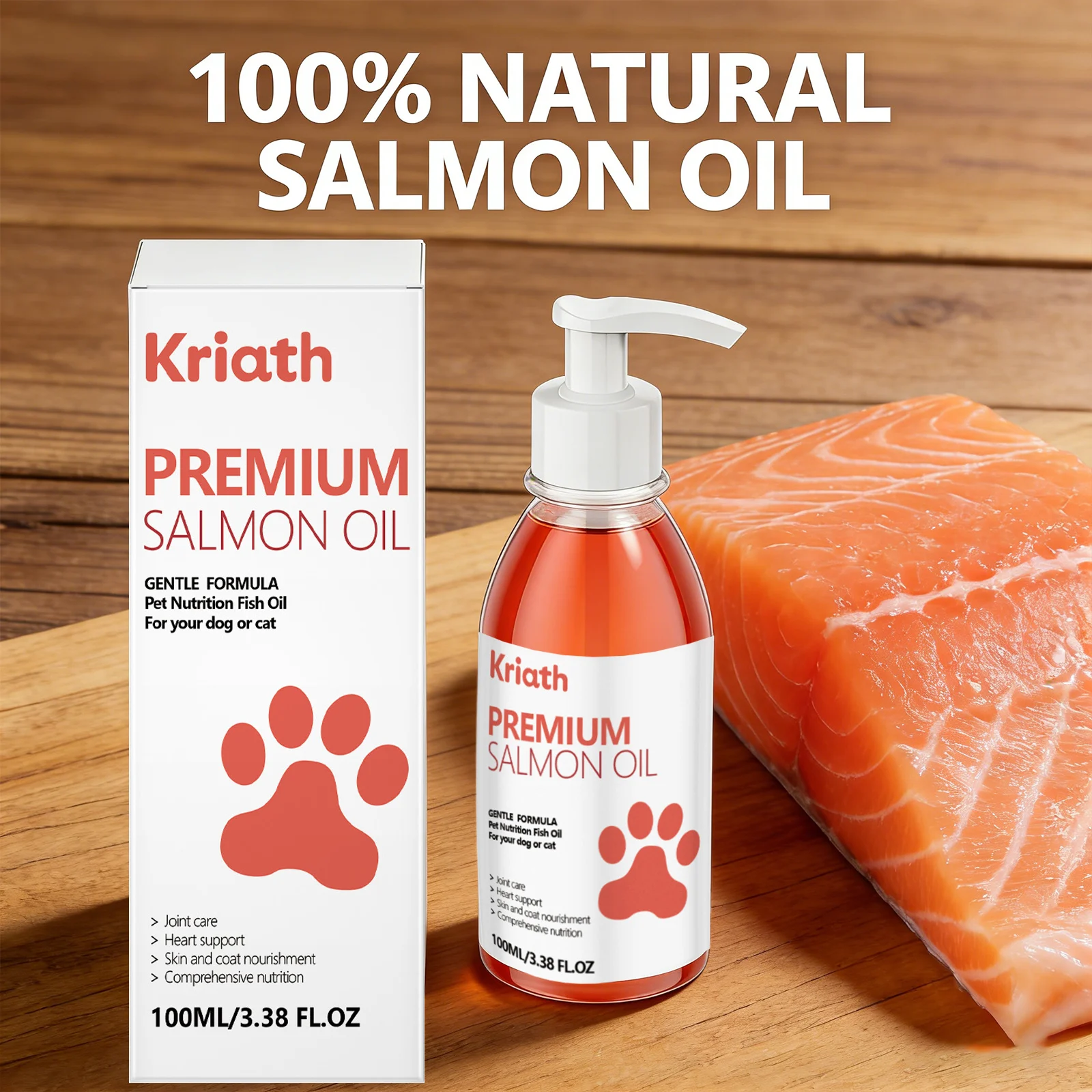 Cat Premium Salmon Oil Nourishing Skin Smooth Hair Protect Joint Support Heart Health Gentle Body Care Pet Nutrition Supplement thumbnail 6