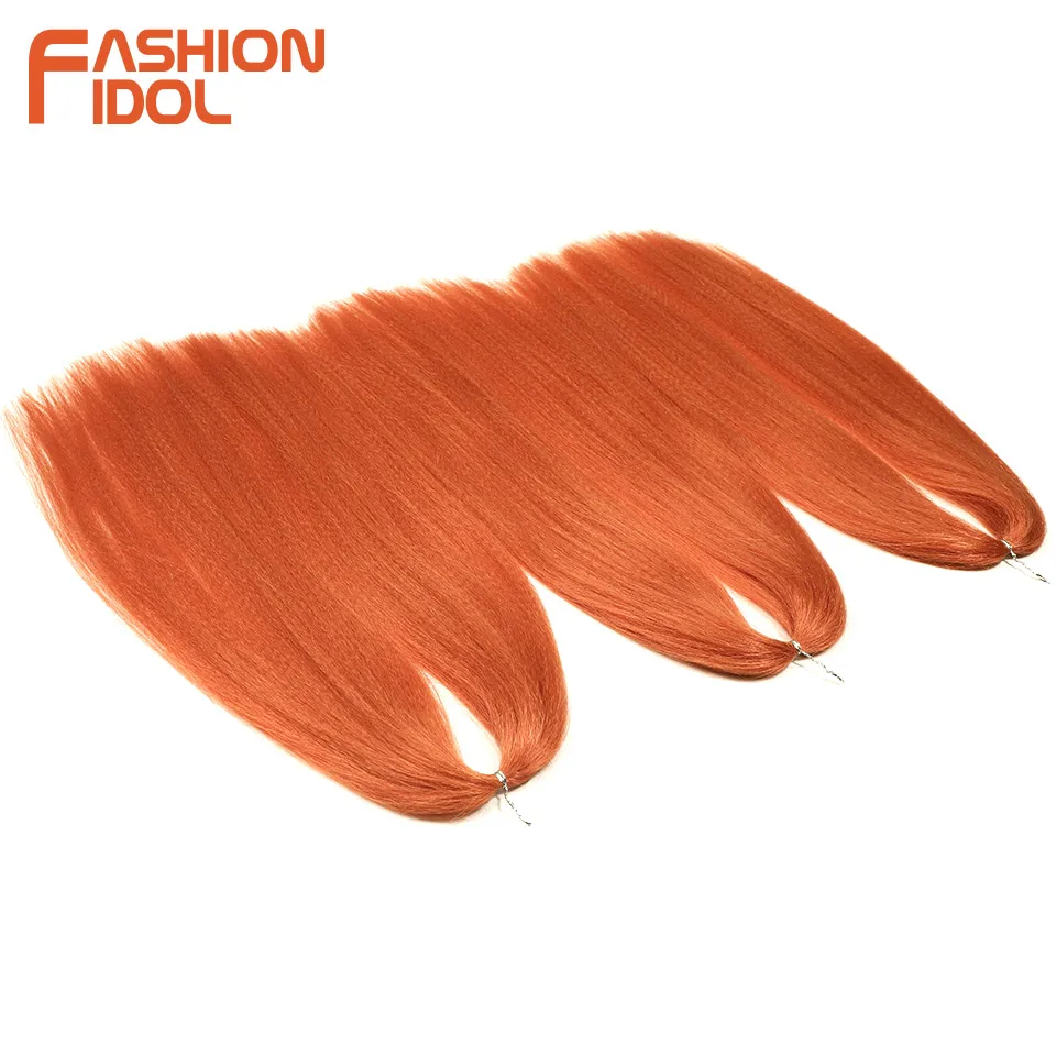 FASHION IDOL 24inch 210g/3pcs Straight Hair Crochet Braids Fluffy Hair Synthetic Braiding Hair Orange Crochet Hair Extensions thumbnail 4
